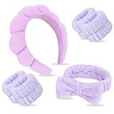 ACO-UINT Hairband Set, 6Pcs Spa Headbands & Wristbands, Soft Terry Cloth & Microfiber, for Women Skincare, Makeup, Bathing, Yoga, Gift