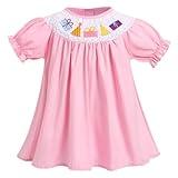ODASDO Baby Girls Smocked Bishop Dress, First 1st 2nd 3rd Birthday Cake Smash Outfits One Year Old Party Photo Shooting Kindergarten Casual Playwear Summer Back to School Clothes Pink 18-24 Months