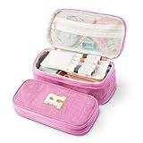 Large Capacity Pink Pencil Case, Cute Pencil Case Pencil Pouch with Zipper For Girls Women, Expandable Preppy Pencil Bag Large Storage High Capacity Bag Organizer for School Home Office Supplies, R