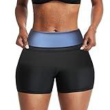 BODYSUNER Sweat Sauna Slimming Pants For Women Thigh Shaper Leggings Workout Compression Thigh Trimmer Blue,LXL