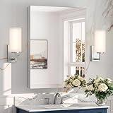 Keonjinn 24 x 32 Inch Recessed Medicine Cabinet for Bathroom, Assembly Required, Silver Medicine Cabinet Mirror, Tempered Glass, Stepless Adjustable Shelves, in Wall or Surface Mount