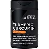 Sports Research Turmeric Curcumin C3 Complex - Softgels with Bioperine Black Pepper Extract & Organic Coconut Oil, Standardized 95% Curcuminoids - Non-GMO Verified & Gluten Free - 500mg, 120 Count