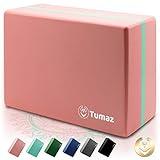 Tumaz Yoga Blocks 1 Pack with Strap Set, High Density/Lightweight EVA Foam and Non-Slip Natural Cork Blocks & Premium 8F Yoga Strap Set - E-Book Included (pink, 1PS)
