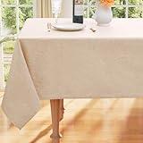 Smiry Rectangle Faux Champagne Table Cloth, Waterproof Burlap Fabric Tablecloth, Washable Decorative Farmhouse Table Covers for Kitchen, Dining, Parties, 52x70, Champagne
