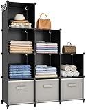 HOMIDEC Closet Organizers and Storage, 9 Cube Storage Organizer, Portable Closet Organizer Cubes Shelves for Clothes, Bedroom, Kids Room, Bathroom, Wardrobe, Garment Racks, Black