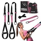 THYSOL® Resistance Trainer Pro Xtreme Straps Army | Sling Trainer Set with Adjustable Door Anchor | Fitness Home Workouts - Suitable for Travelling & for Training Indoor & Outdoor (Pink)