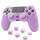Ralan Purple Controller Skin Silicone for PlayStation 4, Non-Slip Grip Cover Protector Compatible with PS4 Slim/PS4 Pro Controllers with 6 Thumb Grip Caps