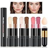 CAHIUYOA 6 Colors Cream Contour Stick Makeup Kit,Highlighter Makeup Stick,Bronzer Contour Stick and Blush Stick for Cheeks,Long Lasting Waterproof Face Highlighter Makeup Contour Kit (Set A)