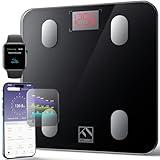 FITINDEX Smart Scale for Body Weight, Scale with BMI, Body Fat, Muscle Mass, Digital, Bathroom, Weighing, Bluetooth, Body Composition Monitor Health Analyzer with App, FSA HSA Eligible, 400lb, Black