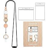 Retractable Lanyards for ID Badges and Keys, Cute Breakaway Teacher Lanyard with Badge Holders and Reels, Silicone Beaded Lanyard for Women, Nurses, Office with 2 Waterproof Card Holders