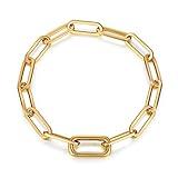 FRUMOS Dainty Layering Bracelets for Women 18 k Gold Plated Fashion Adjustable Chunky Cuban Paperclip Link Chain Bracelets Jewelry for Women Girls Gift (Paperclip Link)