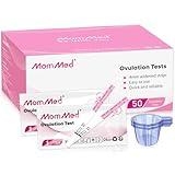 MomMed Ovulation Test Strips, 50 LH Ovulation Predictor Kit with 50 Collection Cups, Accurately Track Ovulation Test, High Sensitivity Result for Women Home Testing