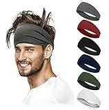 Workout Headbands for Men, 6 Pack Mens Running Headband Stretchy Sweatband Sports Headband