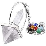 TUMBEELLUWA Healing Crystal Quartz 7 Chakra Pendulum Dowsing Gemstone Divination Reiki Stone,Rock Quartz