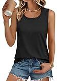 AUTOMET Womens Loose Fit Casual Flowy Tank Tops Square Neck Trendy Sleeveless Summer Tops Clothes Outfits 2025 Black L