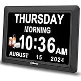 Soobest Digital Dementia Alarm Clock for Seniors Elderly, Electric Large Display Date Day of Week Time Calendar Clock 20 Reminders 3 Ringtones for Memory Loss Alzheimers, Auto DST/Dimmer, 1024*600P HD