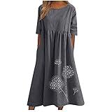 Summer Maxi Dresses for Women 2025 Casual Short Sleeve T Shirts Dress Floral Crewneck Tiered Beach Vacation Sundress