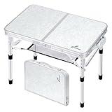 Sportneer Camping Table: Adjustable Height Small Folding Table 23.6" L x 15.7" W 2 Height with Mesh Layer - Compact & Portable Camping Essentials for Outdoor Camp Garden Picnic BBQ Dining Cooking