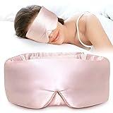 LitBear Silk Sleep Mask for Side Sleeper, Eye Mask Sleeping for Women Men 100% 22 Momme Pure Mulberry Silk, Face-Hugging Padded Eye Cover for Sleeping with Adjustable Band (Pink)
