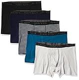 Perry Ellis mens Perry Ellis Men's Cotton Stretch Boxer Briefs, Tagless, No Roll Waistband, 5 Pack Base Layer Underwear, Maritime Blue/High Rise/Deep Lagoon/Maritime Rise/Black, X-Large US