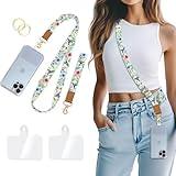 Piefly Phone Lanyard Crossbody Wrist Strap, Bird Cell Phone Lanyards for Around the Neck Wristlet Shoulder, Adjustable Flower Floral Strap for Car Keys Keychain Wallet ID Badge