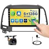 Hikity 6+128GB 8 Core for 2006-2012 Hyundai Santa Fe Upgrate Android Radio with Wireless Carplay, 9'' Touch Screen Stereo Dash Kit, Android Auto/32EQ DSP/Bluetooth 5.0/GPS/WiFi/SWC, Backup Camera