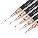 ZEOHBETY Metallic Nail Art Brushes, 5Pcs Nail Art Liner Brushes, Painting Art Design Brush Set Nail Dotting Drawing Tool for Long Lines, Thin Details, Fine Drawing Sizes 4/8/12/20/25mm, Black