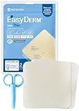 Easyderm Thin Hydrocolloid Large Wound Dressing 4”x4” 1 Pack (2 Dressings) | Waterproof, Latex-Free, Highly Absorbent Dressing for Burns, Blisters, Wound Healing with Mini Scissor