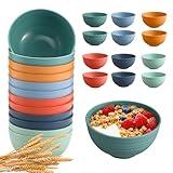 HEYCOME 12 Pcs Unbreakable Cereal Bowls Set, 26 Oz Wheat Straw Bowls Set, Microwave & Dishwasher Safe Bowls for Kitchen, Reusable Plastic Bowls for Soup, Salad and Snack, BPA Free, Multicolor