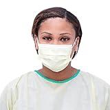 Medline NON27122 Isolation Face Masks with Earloops, Polypropylene, Latex Free, Yellow (Pack of 300)