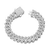 HIPBLING Women Cuban Link Bracelet Diamond Silver Miami Cuban Bracelet 7inch Iced Out Bracelets 12mm Bling Hip Hop Jewelry for Womens Gift