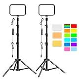 UBeesize 2-Pack RGB Photography Lighting, Studio Lights with Adjustable Tripod Stand and Ball Head, Video Light for Video Recording, Live Streaming, Makeup