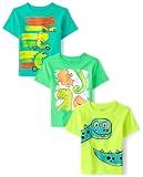 The Children's Place Baby Boy's and Toddler Dino Short Sleeve Graphic T-Shirts,Multipacks, Dinosaurs 3-Pack, 18-24 Months