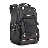 Solo New York Laptop Backpack for Women & Men - Bookbag for Travel & Work, Lightweight Carry On Bag, Expandable Compartment, Padded Straps, Fits 17.3" Computer - Arc, Black