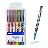 BAZIC Dayton Rollerball Pen 0.7mm Assorted Color, Regulator Flowing Liquid Ink Pens, Rolling Ball Pens Smooth Writing for Office (6/Pack), 1-Pack