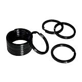 HeeYaa 10 Pieces of 1-inch Flat Key Rings - Metal Keychain Rings, Split Keyrings, Flat O-Ring for Home, Car, Office Keys Attachment (Black)