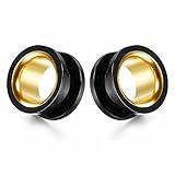 POBAISITER 2PCS Stainless Steel Screw Ear Gauges Tunnels Hollow Double Flare Black Gold For Man For Woman Body Piercing Jewelry 6mm-30mm Stretcher
