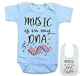 Music is in my DNA -Cute Custom arts theme Baby bodysuit onesie & bib gift Set
