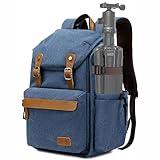 Padwa Lifestyle Blue Camera Backpack - Weather Resistant Canvas Camera Bag for Photographers with Multi Compartments&Tripod Holder,Great Gift for Camera Backpacks,Drone bag and Travel bag