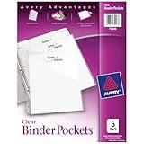 Avery Binder Pockets for 3 Ring Binders, Clear, 8.5" x 11", Acid-Free and Archival-Safe, 15 Binder Folders Total (3-Pack of 75296)