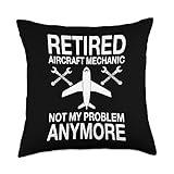 Aircraft Mechanics Design Airplane Technician Aircraft Mechanic Outfit Aviation Repair Retirement Throw Pillow, 18x18, Multicolor