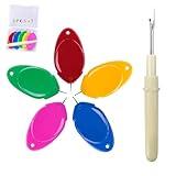 meeggrace Needle Threader, Small Needle Eye Threader Tool, Easy Threader for Machine and Hand Sewing, Fast and Precise Threading, Ideal for Needlework, with Transparent Box, 5 Colors in A Box(6PCS)