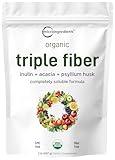Organic Fiber Supplement (Inulin, Acacia, Psyllium Husk), 2 Pounds, 3-in-1 Formula, Daily Soluble Fiber, Unflavored, Prebiotics Supplement for Digestive Health, Hunger Control, Vegan