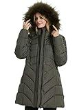 BINACL Hooded Warm Winter Outwear Coats, Extreme Cold Women Most Wished & Gift Ideas Lined Outwear 100% Polyester Fashion Transitional Cycling Forest Cotton Padding Jacket with Faux Fur(Army Green,S)