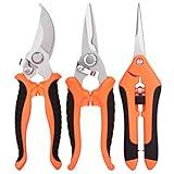 ACHRWFQ 3 pcs garden shears Stainless steel Gardening scissors Pruning shears for gardening For pruning scissors flowers fruit trees
