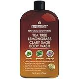 First Botany, ALL Natural Body Wash, Fights Body Odor, Athlete's Foot, Jock Itch, Dandruff, Acne, Eczema, Shower Gel for Women & Men, Skin Cleanser -16 fl oz (Tea Tree, Lemon Grass, Clary Sage)