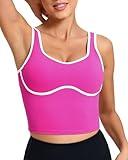 RUNNING GIRL Women's Sports Bra Workout Crop Top Tank Tops for Women Long Lined Sports Bra Crop Top Fitness(2996_Hot Pink_XXL)
