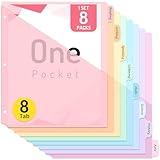 Forvencer 8 Count Dividers for 3 Ring Binder, 8 tabs Binder Dividers with Pocket for US Letter Size, Binder Dividers with Tabs for School Office and Home Organization, Multicolor, 1 Set