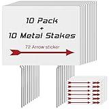 10 Pack Blank Yard Signs with Stakes,Yard Sale Signs with Arrow Stickers, 17" x 13" ，Blank Corrugated Plastic Yard Lawn Signs for Party Decorations