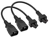 AAOTOKK (2 Pack) C14 to C5 AC Cable, 10A 125V IEC 3Pole Male to Mickey Mouse 3Pole Female Power Adapter,C5 to C14 AC Converter for Mickey Mouse Laptop Receptacle Converter (0.3m/1ft)(C5 to C14)